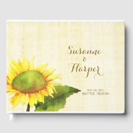 Livro De Visitas Watercolor Country Sunflower Wedding