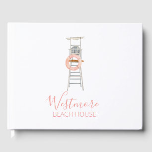 Livro De Visitas Watercolor Lifeguard Cadeira de Praia