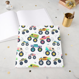 Livro De Visitas Watercolor Monster Car Trucks kids