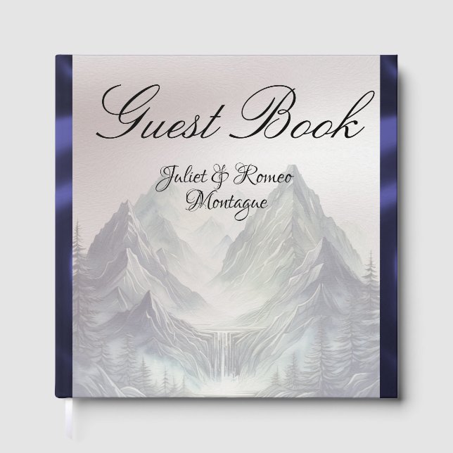 Livro De Visitas Watercolor Mountains Wedding Large (Frente)