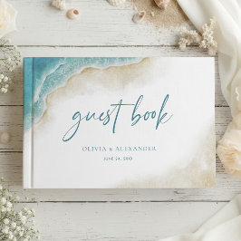 Livro De Visitas Watercolor Ocean Summer Beach Wedding