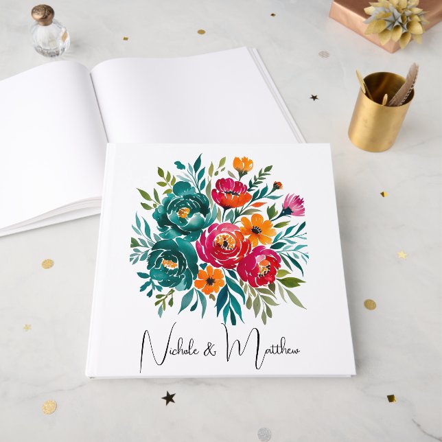Livro De Visitas Watercolor Romance Wedding (Frente aberta)