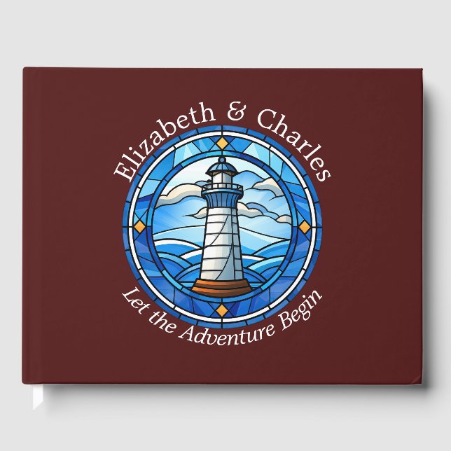 Livro De Visitas Wedding Adventure Lighthouse Sailing Nautical (Frente)