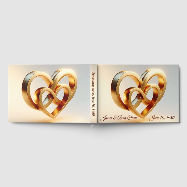 Livro De Visitas Wedding Infinity and Gold Heart Symbol (Completo)