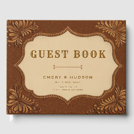 Livro De Visitas Western Tooled Rustic Terracotta Elegant Wedding