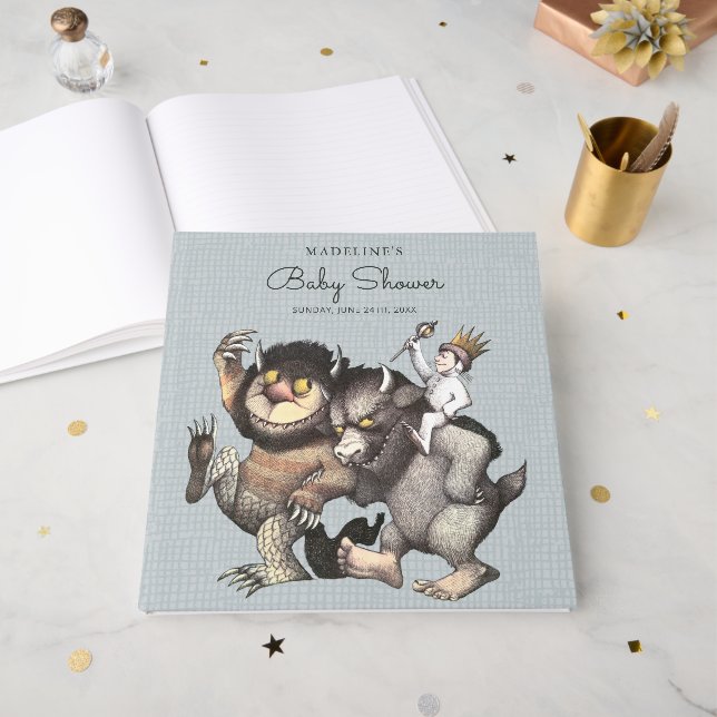 Livro De Visitas Where the Wild Things Are Baby Shower Guest List (Frente aberta)