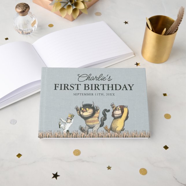 Livro De Visitas Where the Wild Things Are First Birthday (Frente aberta)