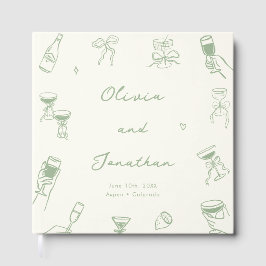 Livro De Visitas Whimsical Hand Drawn Quirky Green Wedk