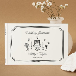Livro De Visitas Whimsical Hand Drawn Quirky Wedding