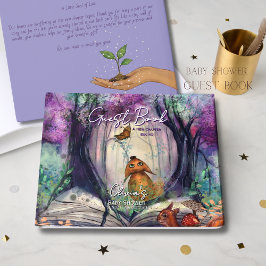Livro De Visitas Whimsical Storybook Woodland Purple Guest Book