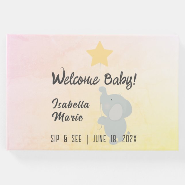 Livro De Visitas Whimssic Elephant Sip & See Party (Frente)