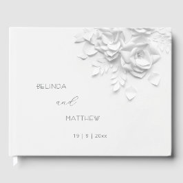 Livro De Visitas White 3D Floral Roses | Wedding