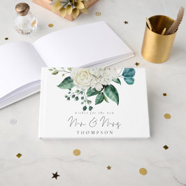 Livro De Visitas White Florals Eucalyptus Wedding Novo Sr. Sra.