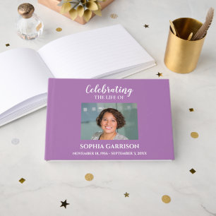 Livro De Visitas White on Lavanda Celebration of Life With Photo