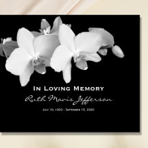 White Orchids Memorial ou Funeral Guest Book