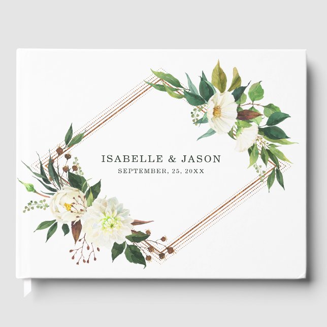 Livro De Visitas White Roses Frame Guest Book (Frente)