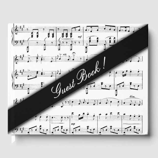 Livro De Visitas White Sheet Music Guest Book (Frente)