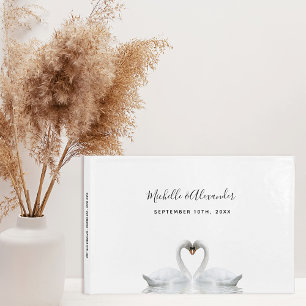 Livro De Visitas White swans love birds simple elegant wedding