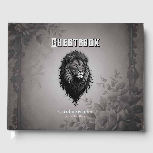 Livro De Visitas Wild Grace: retrato impressionante de um leão (Frente)