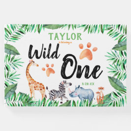 Livro De Visitas Wild One Safari Animal primeiro aniversario Party