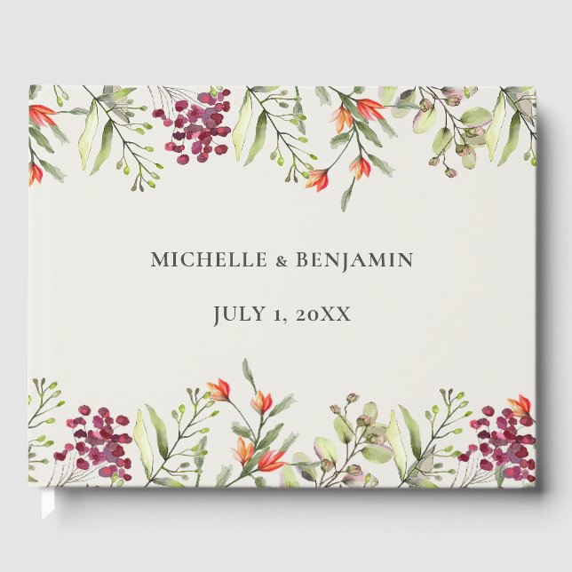 Livro De Visitas Wildflower Meadow Ecru Wedding (Frente)