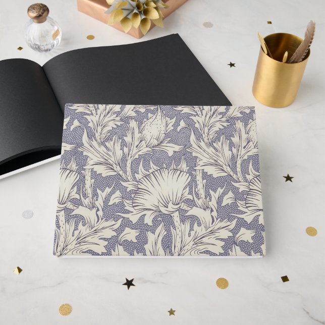 Livro De Visitas William Morris Horn Poppy Classic Floral (Frente aberta)