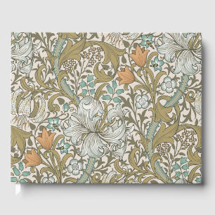 Livro De Visitas William Morris Ouro Lily Blue Dourado Classic