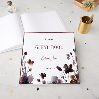 Livro De Visitas Wine Red Plum Mauve Fall Floral Wedding