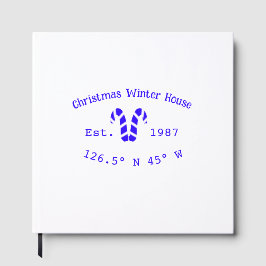 Livro De Visitas Winter Christmas house blue candy canes est. Year