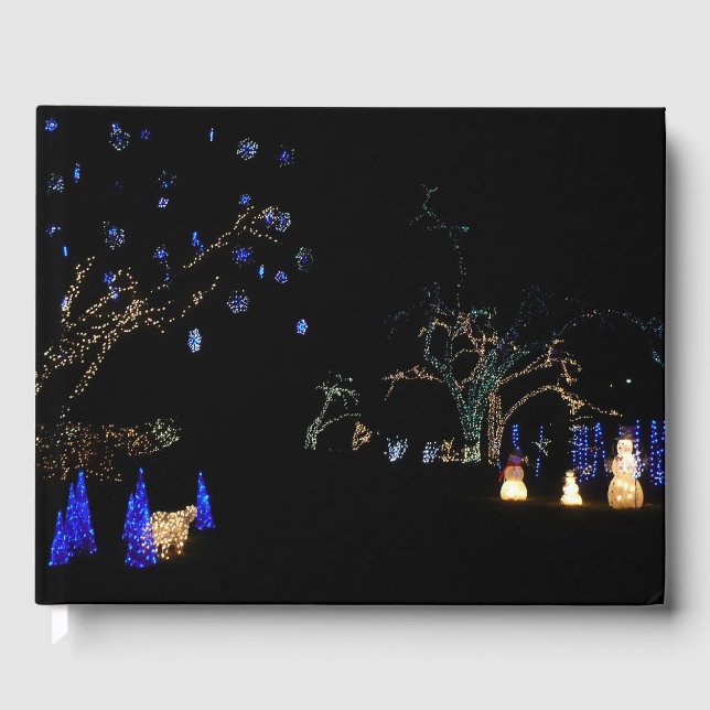 Livro De Visitas Winter Wonderland Lights Blue and White Holiday (Frente)