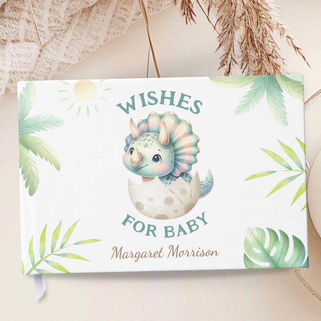 Livro De Visitas Wishes For Baby Girl Cute Dinosaur Guest Book (Criador carregado)