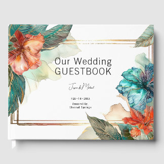 Livro De Visitas With photo teal Hibiscus Serenade Paradise