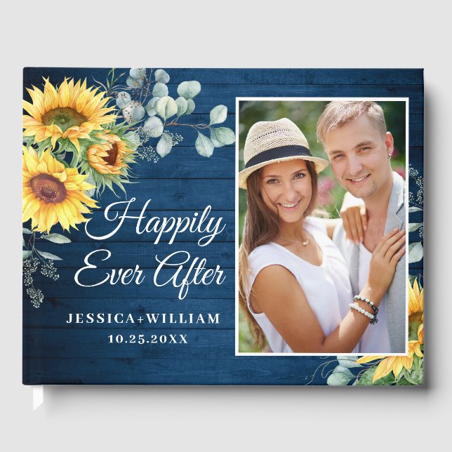 Livro De Visitas Wood Sunflower Watercolor (Frente)