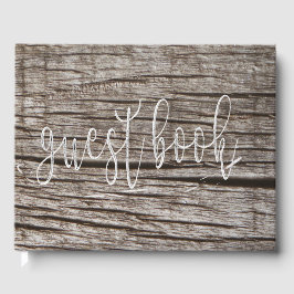 Livro De Visitas Wooden Dark Timber Beach House Personalizado