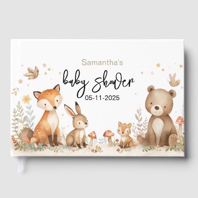 Livro De Visitas Woodland animals baby shower gender neutral (Frente)