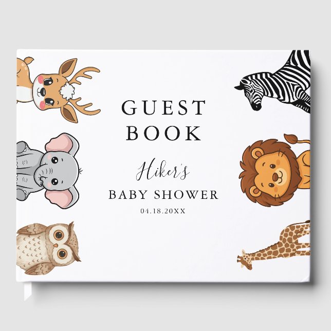 Livro De Visitas Woodland Forest Animals Baby Shower (Frente)