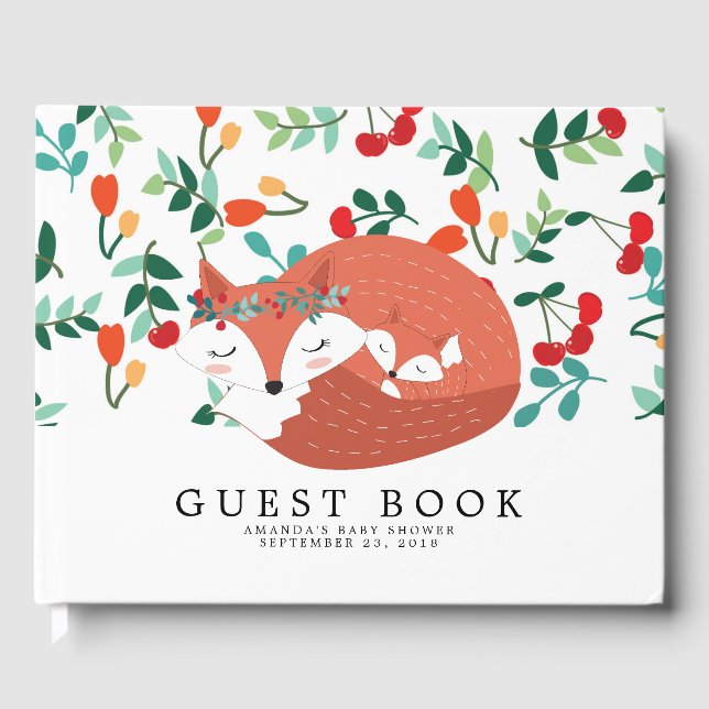 Livro De Visitas Woodland Fox Chá de fraldas Guest Book (Frente)