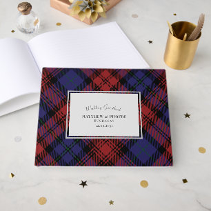 Livro De Visitas Xadrez Rústico de Tartan Casamento