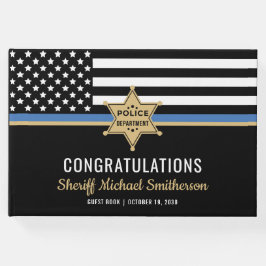 Livro De Visitas Xerife de Polícia - Bandeira de Linha Azul Fino