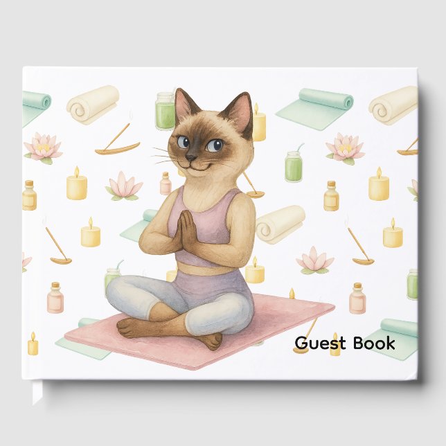 Livro De Visitas Yoga Pose Namaste para amantes de gatos siameses (Frente)