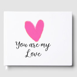 Livro De Visitas you are my love pink red heart watercolor kidretro