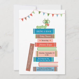 Livro para Convite de Chá de Bebê com texto no ver
