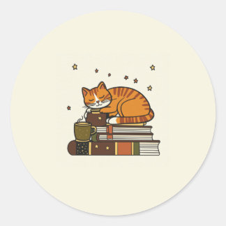 Livro Pilha de Gato Adormecido   Adesivo