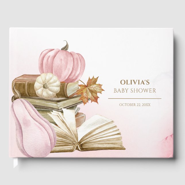 Livro Tema Rosa Pumpkin Chá de fraldas Guiar Livro (Frente)