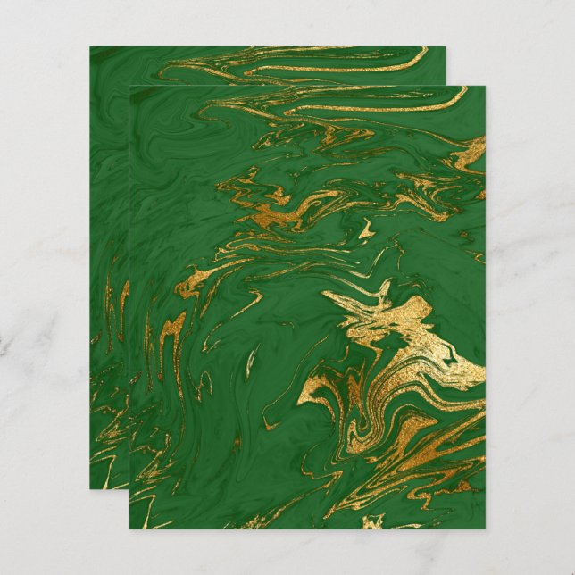 Livro Verde Dourado Elegante Faux Marble (Frente/Verso)