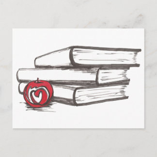 Livros + Apple | Cartão postal | Personalizável