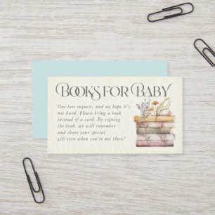 Livros Azuis Florais de Aquarela para Cartão Bebê