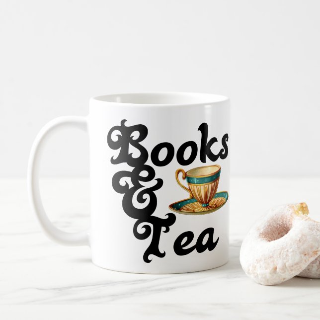 Livros & caneca do chá (Com Donut)