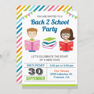 Livros Coloridos Convite de festas escolar