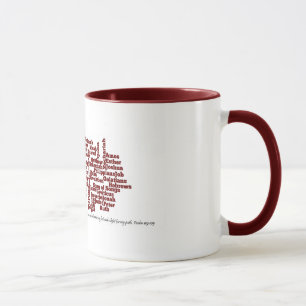 Livros da bíblia. Rotulação vermelha na caneca